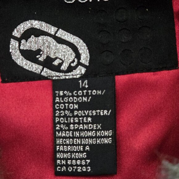 Vtg Ecko Red Jacket Women 14 Denim Faux Fur Hood No Pockets Lined Y2K Runs Small - Picture 10 of 16